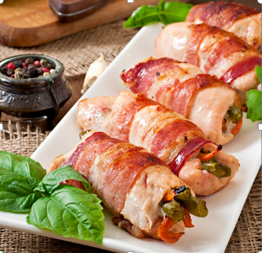 Colorful Bacon Wrapped Bird Rollups