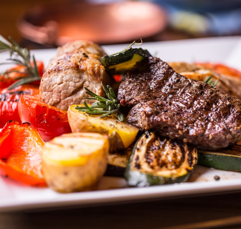 Big Game Steak Marinade with Grilled Marsala Vegetables & Rice