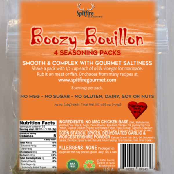 JUST THE PACKS "Boozy Bouillon" Seasoning Packs (4 packs, each makes a recipe for 8)
