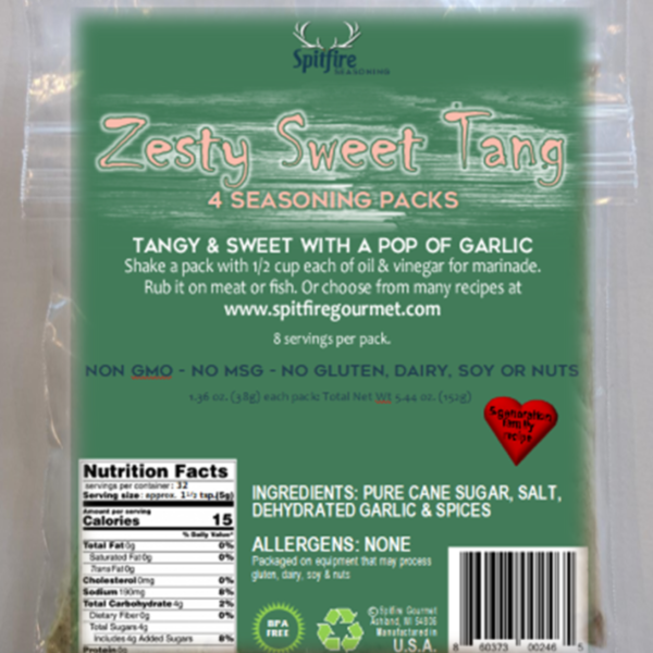 JUST THE PACKS "Zesty Sweet Tang" Seasoning Packs (4 packs, each makes a recipe for 8)